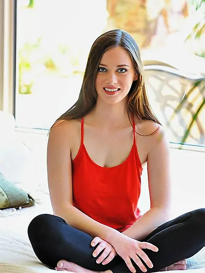 Pale-skinned love stretches slowly getting naked in parallel and