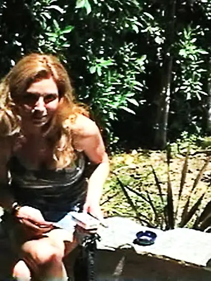 Lovely milf lady smokes