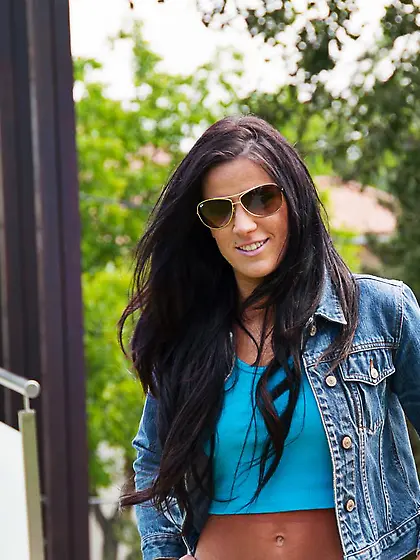 Brunette beauty Athina Love shows her sexy ass and the big erect