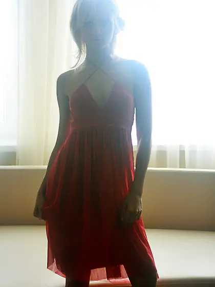 Lena L takes her hot red dress off and teases us with her amazin