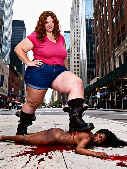 White bbw crushes nigger