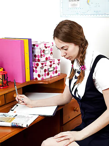 Stripping pigtails big tits