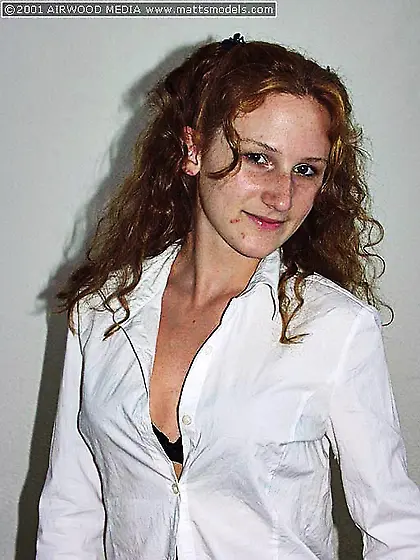 Curly haired amateur Gen Padova removes her black underwear and