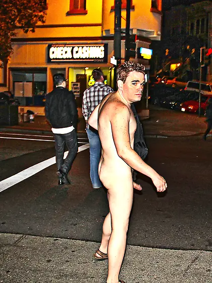 Male exhibitionist showing off his public boner