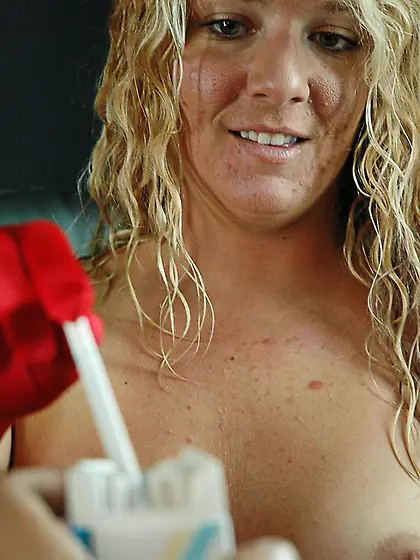Sexy blonde frizzy hair