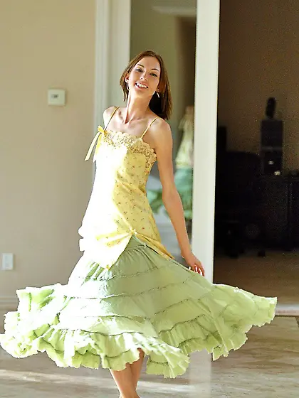 Playful brown haired girl Sophie FTV with sexy legs loves to pos