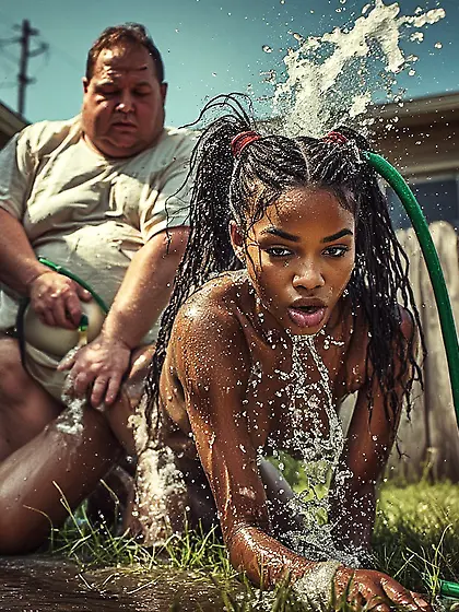 Washing a Stinky Nigger outside