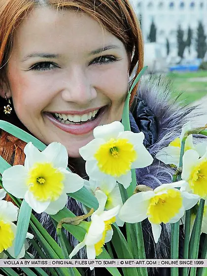 Pale skinned redhead teen Violla A with smooth pussy and big tit