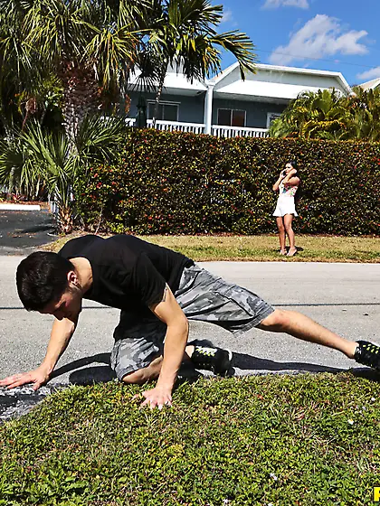 Tiny brunette with a great tent gets fucked by a hung,  injured s