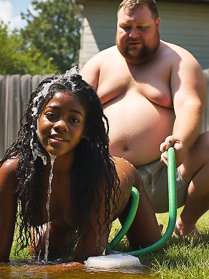 Washing a Stinky Nigger outside