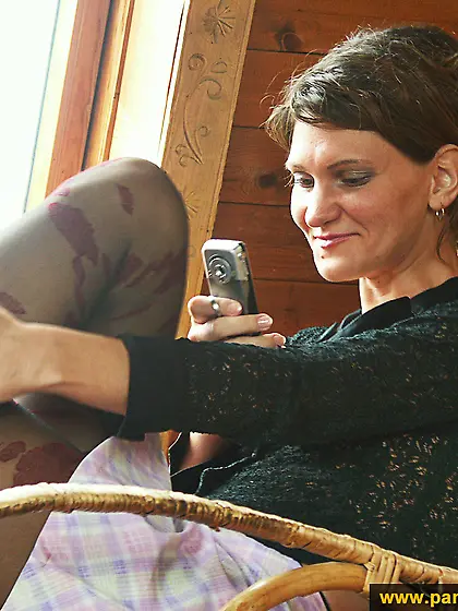 Pantyhose blowjob and footjob