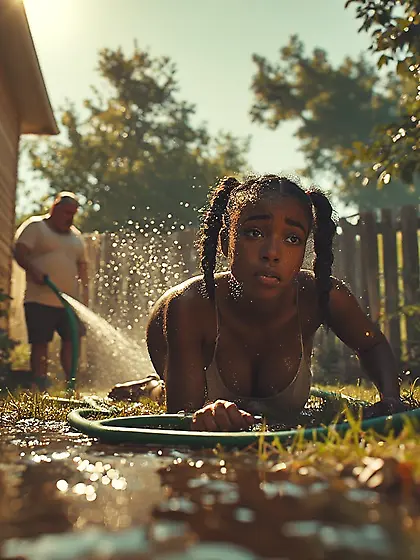 Washing a Stinky Nigger outside