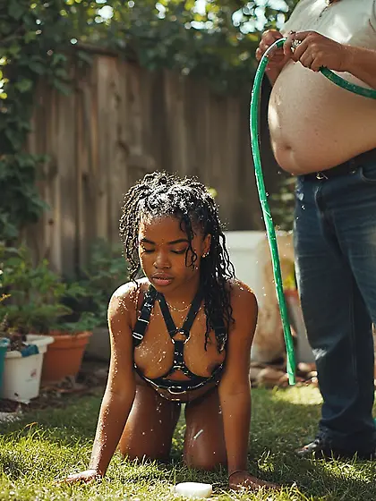 Washing a Stinky Nigger outside