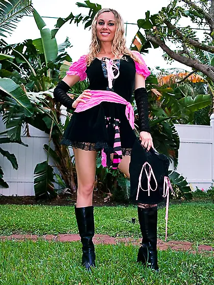 Smoking hot blonde babe Anita Dark strips her mini skirt and tea