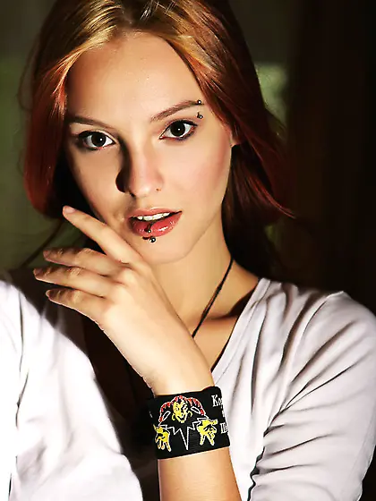 Pierced redhead white shirt