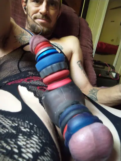 in lingerie and cock devices