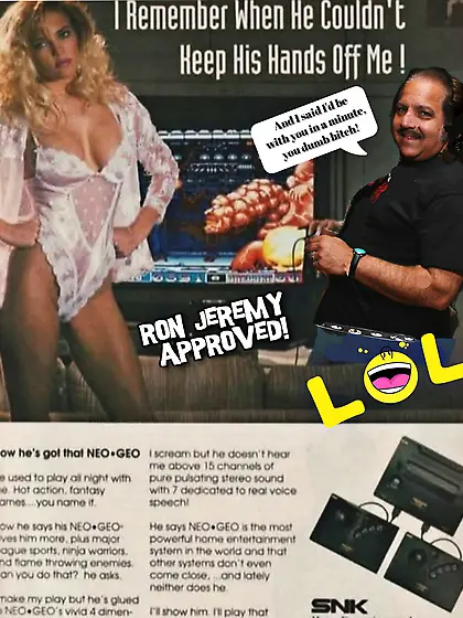 Funny magazine ad. Ron Jeremy and dunce blonde
