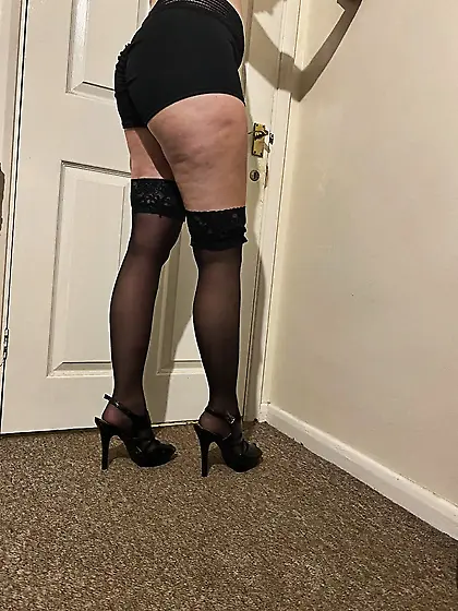 Liz in holdups and heels