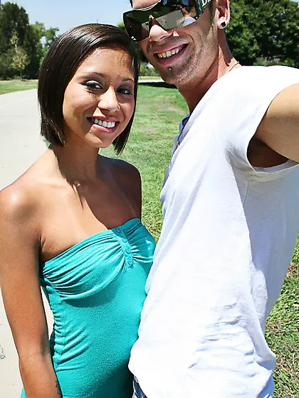 Skinny brunette tan lines