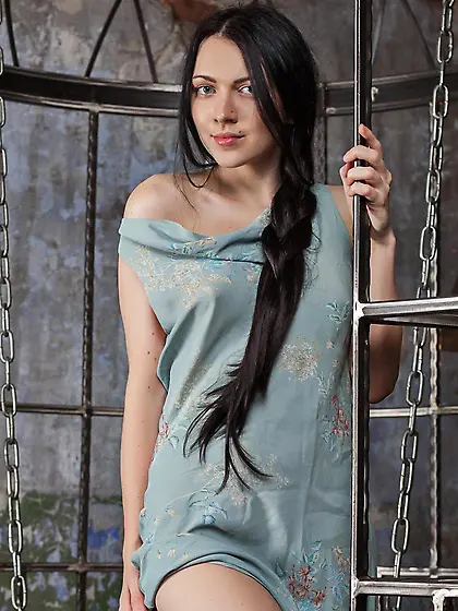 When naked lovely brunette teen Liuko A spreads sliding a finger