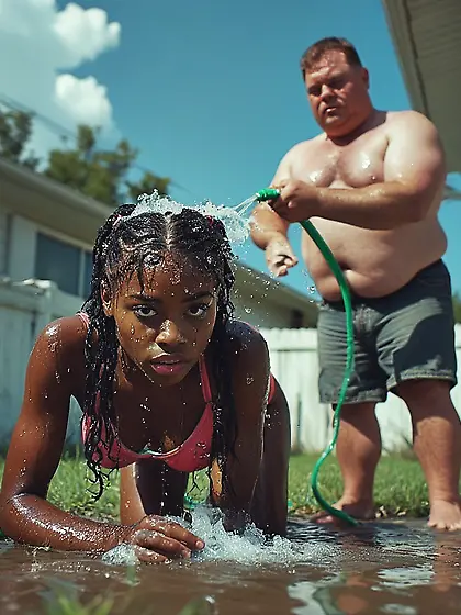 Washing a Stinky Nigger outside