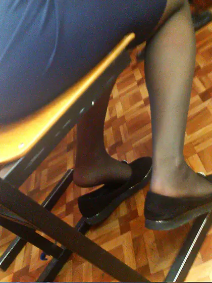 College candid ballet flats dangle feet