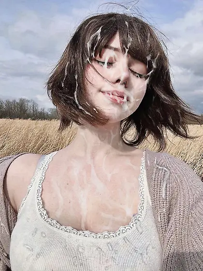 Happy bukkake teen slut outdoor