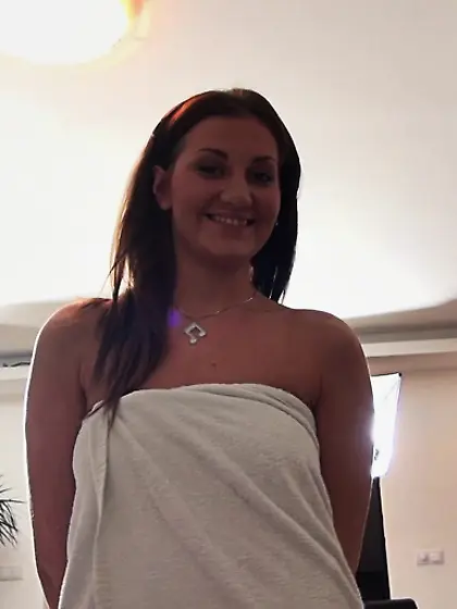 Tatted-up blue-eyed brunette fucked